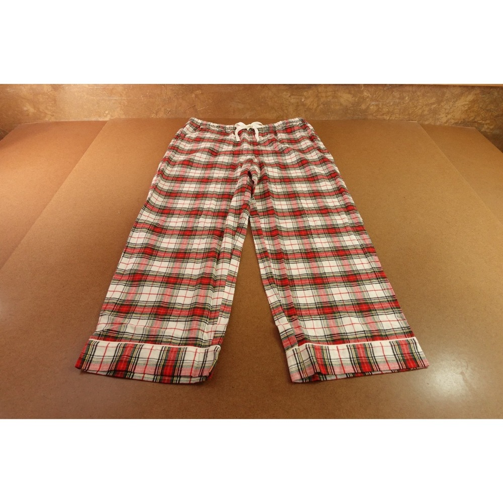 Gap Body Womens Large Red Plaid Flannel Drawstring Cuffed Hem Pajama Pants NWOT